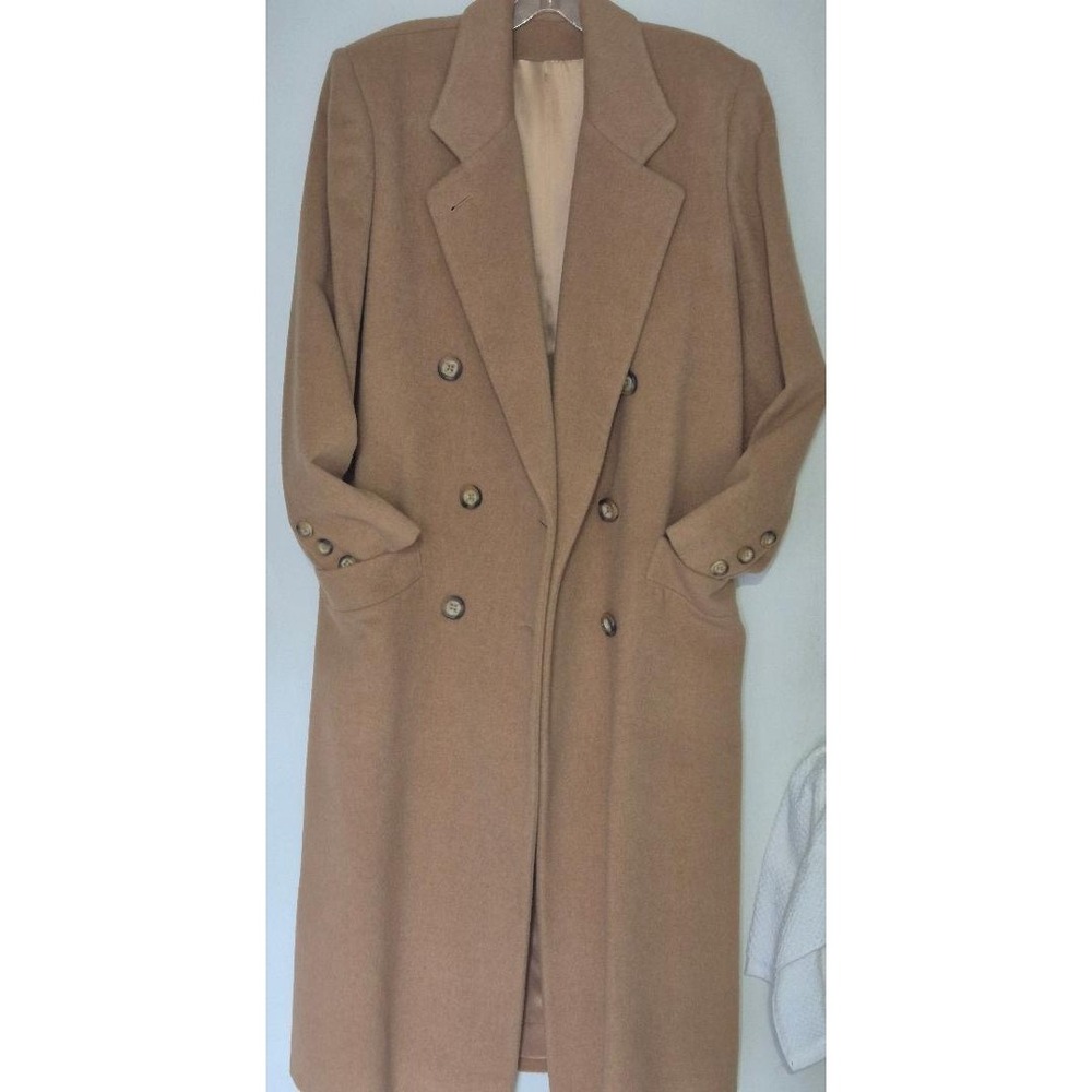 Vintage Fleurette of California 100% Camel Hair Coat Double Breasted Tan Women